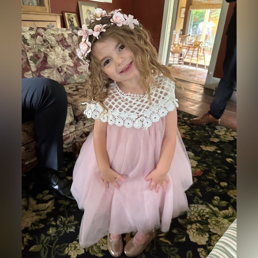Rosa Pink Tulle Flower Dress